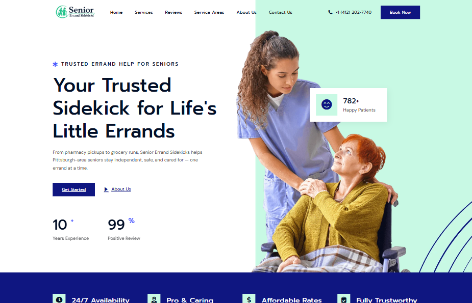 Senior Errand Sidekicks website designed by The Grow Vista